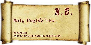 Maly Boglárka névjegykártya